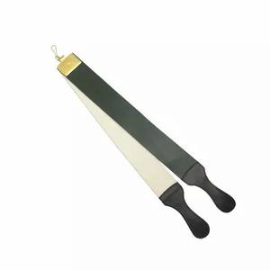 Maquinilla de afeitar profesional, negra, para salón de barbería, corte recto, con correa de cuero - Product Image 6