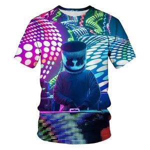 T-shirt pour homme en coton 100% tricoté à col rond, imprimé numérique 3D, respirant, de haute qualité, manches courtes, coupe ample, longueur longue - Product Image 6