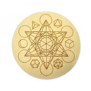 ไม้ MDF 8นิ้วรอบเลเซอร์ตัดแกะสลักออกแบบเรขาคณิตของ Metatron ลูกบาศก์ศาสนาเจ็ดจักระการออกแบบ - Product Image 1