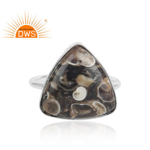 Triangulaire Turritella Agate Gemstone Ring 925 Fine Sterling Silver Handmade Ring Bijoux Fournisseur Classic Collection - Product Image 2