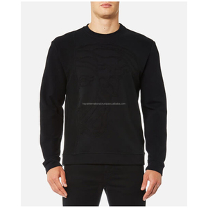 Wholesale custom design plain cotton <b>fleece</b> fashion with logo print option <b>black</b> Sweatshirt - Product Image 1