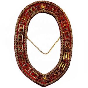 Wholesale Silver Blue Lodge Master Mason Chain Collar with Sequins Feature Magnetic Sew-on <b>Badge</b> Plating Technics - Product Image 2