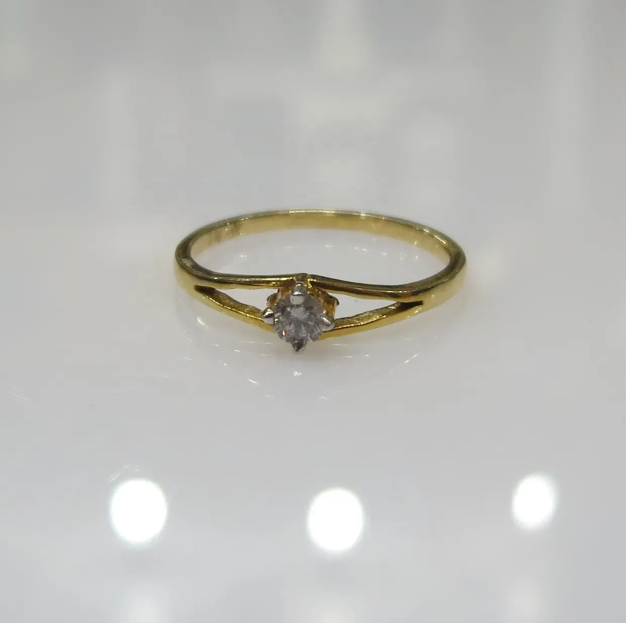 0.16cts Solitaire Diamond Ring Brilliant Cut Round 14j Yellow Gold SI Clarity H Color 3.6mm Size Diamond 1.8gms Gold