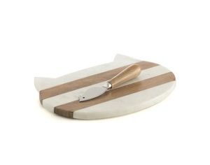 Planche à découper en marbre, demi-rond, multicolore, bois joint, matériau de meilleure qualité, blocs de fromage faits maison - Product Image 2