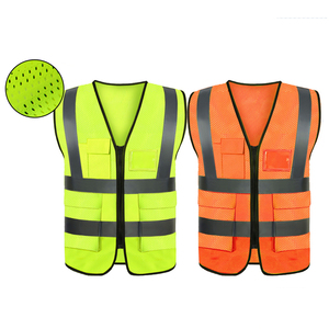 Gilet de sécurité réfléchissant haute visibilité avec poches, classe 2, jaune et orange, en maille - Product Image 1