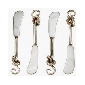 Ensemble d'épandeur de fromage Couverts en acier inoxydable Poignée de noeud en spirale Ensemble d'épandeur de fromage Couteaux et trancheuse à fromage polis argentés - Product Image 5