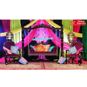 Prettiest Jhoola Seating for Bride Groom Best Wooden Bride Swing for <b>Mehndi</b> Stage Trending <b>Mehndi</b> Jhoola Swing DecorationUK - Product Image 1