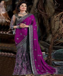 Ropa de fiesta bordada pesada, nueva colección, todos los tamaños y colores, tela de red bordada, ropa de mujer india, Sari listo con étnico - Product Image 6