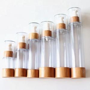 Eco-friendly 15ml 30ml 50ml 100ml Hot Sale Plastic Dispenser Lotion Pump Airless Bottle with Bamboo Pump