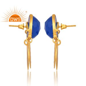 ต่างหูห้อยประดับพลอยบลูแคลซิโดนีสุดทันสมัยปี 2026 สำหรับผู้หญิง จากผู้ผลิตเครื่องประดับ - Product Image 3