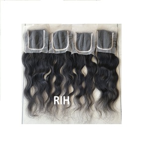 Extensions de cheveux humains vierges indiennes transparentes en dentelle 4*4, 18 pouces, provenant d'un seul donneur, cuticules alignées, fournisseur - Product Image 1