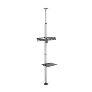 Aluminum Construction Height Adjustable Ceiling to Floor Curved Swivel TV Pole Mount