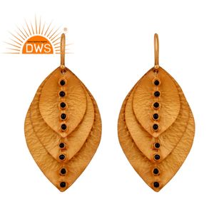 Zafiro azul pendientes de piedras preciosas proveedor de joyas de diseño de la hoja de plata 925 chapado en oro pendientes de joyería - Product Image 1