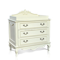 Tocador con 3 cajones, color crema pintado de madera maciza, muebles de guardería hechos a mano de Indonesia