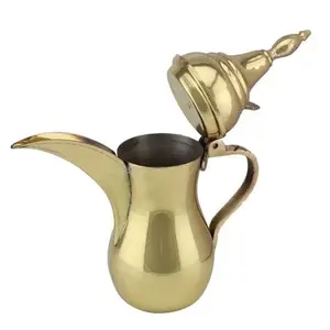 新款金色阿拉伯咖啡壶顶级餐厅器皿顶级销售高品质阿拉伯茶壶定制设计达拉