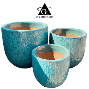 Available Stock / Blue glazed planters - Large blue glazed pots - Outdoor garden ceramic pot - Pots for plants