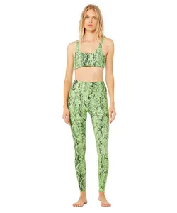 Girls attractive yoga wears snake skin printed yoga bra and legging set custom designed active wears for women on cheap prices