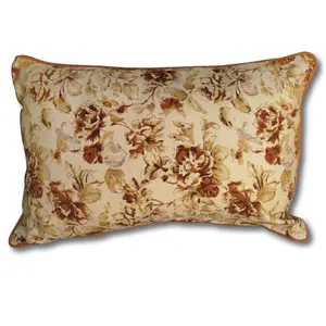 Vintage brown floral print cushion cover cotton-matty cushion cover beautiful piping decorative throw pillow case cushion cover