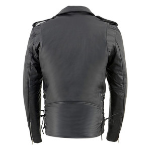 Blouson de moto en cuir véritable, classique d'équitation, pour hommes et femmes, - Product Image 5