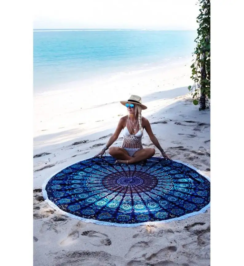 100% Baumwolle Strand tuch Mandala Art Runde Wandwurf hängen Home Decoration Tapisserie Exotische Naptol Meditation Yoga Mat