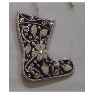 Christmas Hanging Ornament Stocking Shape Embroidery Work - Product Image 1
