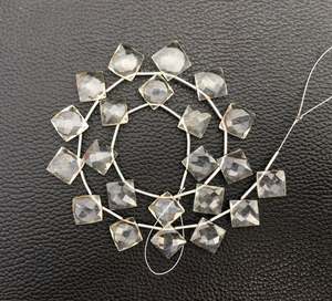 Cristal naturel Quartz pierre précieuse 22 pièces à facettes forme carrée géométrique perles de briolette fabrication de bijoux - Product Image 3