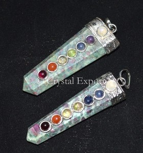 Buy Online Ruby Zeosite Chakra Pencil Pendants : Ruby Zeosite Chakra Pencil Pendants for Sale - Product Image 1