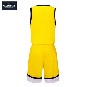 Uniforme de baloncesto deportivo para hombre amarillo 100% poliéster transpirable y de talla grande nuevo diseño OEM al por mayor - Product Image 2