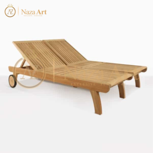 Teak Wood Double Sunbed Outdoor Sun Lounger With Waterproof <b>Cushion</b> For Outdoor Furniture And Hotel Furniture - Product Image 6