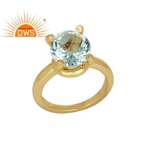 Zircon blanco y azul de piedras preciosas Topacio anillo-mayorista de joyería de plata de ley 925 anillo de cóctel, anillo de joyería de piedras preciosas - Product Image 1