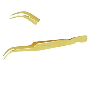 Gold Plated Eyelash Extension Tweezers Set In Stainless Steel Professional Volume Lash Tweezers With Private Logo