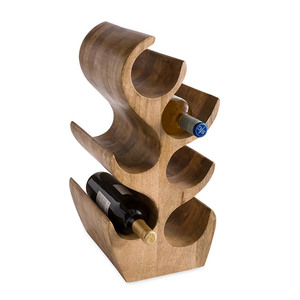 Luxuries Customized Design Acacia Wooden Wine <b>Rack</b> 6 Bottles Stand Wine Bottle Holder for <b>Bar</b> Restaurant Hotel and Home Decor - Product Image 1