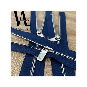 #3 Vacuum Metalizing nylon zipper close end with high polish shiny sliver LOGO puller - Product Image 1