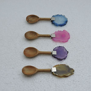 4 Pieces Tea / <b>Coffee</b> <b>Spoon</b> Set Stainless Steel & Agate Joint with Handle Kitchenware & Table Top Kitchen Cutlery - Product Image 2