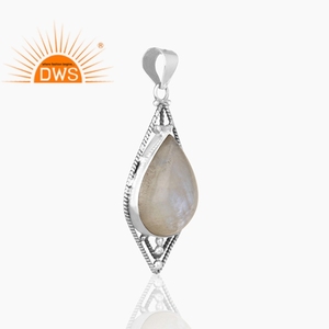 Rainbow Moonstone Gemstone Pendant Antique <b>Oxidized</b> 925 Silver Girls Designer Chunky Pendant Jewelry Supplier - Product Image 2