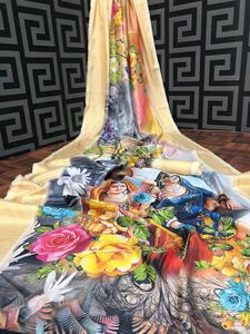 Sarees Soie Partie Porter Indien Dernier Designer Femmes Porter Sari Avec Blouse Japon Satin Crape Soie Tissus Doux Impression Numérique Sari Vêtements - Product Image 6