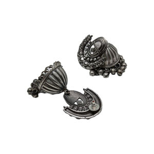 Pendientes de aro estilo indio para mujer y niña, aretes ghungro jhumka de latón y plata, al por mayor - Product Image 3