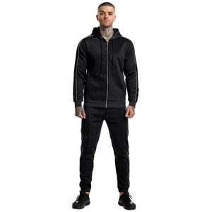 Ropa deportiva informal para hombre Colección de primavera Chándal con capucha y cremallera con fondo activo Patrón sólido - Product Image 1