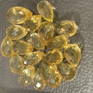 Citrine naturelle à facettes damier coupe gouttes pierre précieuse jaune pour la fabrication de bijoux pierres précieuses en vrac - Product Image 2
