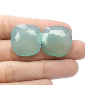 Takı yapımı maç çifti Aqua kalsedon Faceted Cut taş Cabochon fantezi şekilli değerli taş