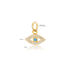 Amuleto de piedra de circón turquesa, Ojo de la suerte, hecho a mano, joyería de plata de ley 925 turca - Product Image 2
