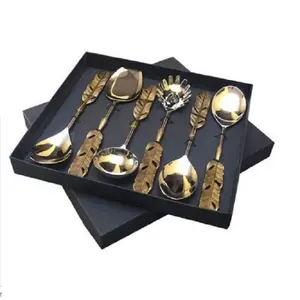 金色黄铜餐具套装手柄黄铜餐具套装勺子量勺菜刀