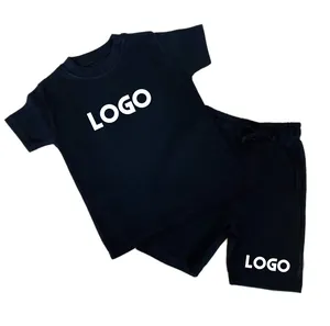 Conjunto infantil de camiseta e shorts, conjunto de roupas para garotos e crianças de algodão