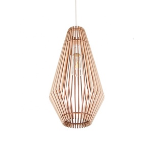 Lampe suspendue géométrique en bois, style scandinave, luminaire suspendu d'intérieur fait à la main pour le salon, décoration de la maison - Product Image 1