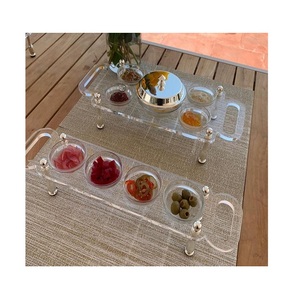 Plateau de service en acrylique transparent en vrac avec poignées pour restaurant servant du café du thé des collations alimentaires plateau de petit déjeuner - Product Image 4