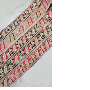 Customized Gold Ethnic Indian Styled Sequins Hand Embroidered <b>Ribbons</b> & Laces in Assorted Sizes & Colors <b>for</b> Wedding Dress Desi - Product Image 2