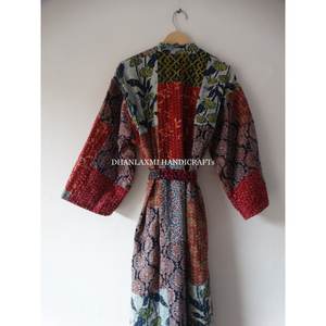 ชุดเดรส Maxi สไตล์กิโมโนใส่ได้ทั้งชายและหญิงผ้าคอตตอนผ้าคอตตอนผ้าคอตตอนสำหรับคลุมอาบน้ำงานเย็บปะผ้าทำด้วยมือหลากสีขนาดพิเศษ - Product Image 6