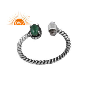 Bague en argent Sterling 925 pour femmes, fabrication de bijoux, anneau empilable, pierre précieuse naturelle, diamant et émeraude, hibouver - Product Image 1