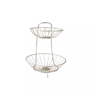 Elegante cesta de frutas de 2 niveles con elegante soporte curvo para organización y exhibición de cocina moderna - Product Image 2