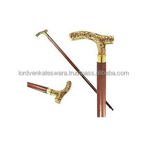 Canne de marche en laiton antique avec télescope, poignée en bois, métal poli, objet d'art de collection - Product Image 2